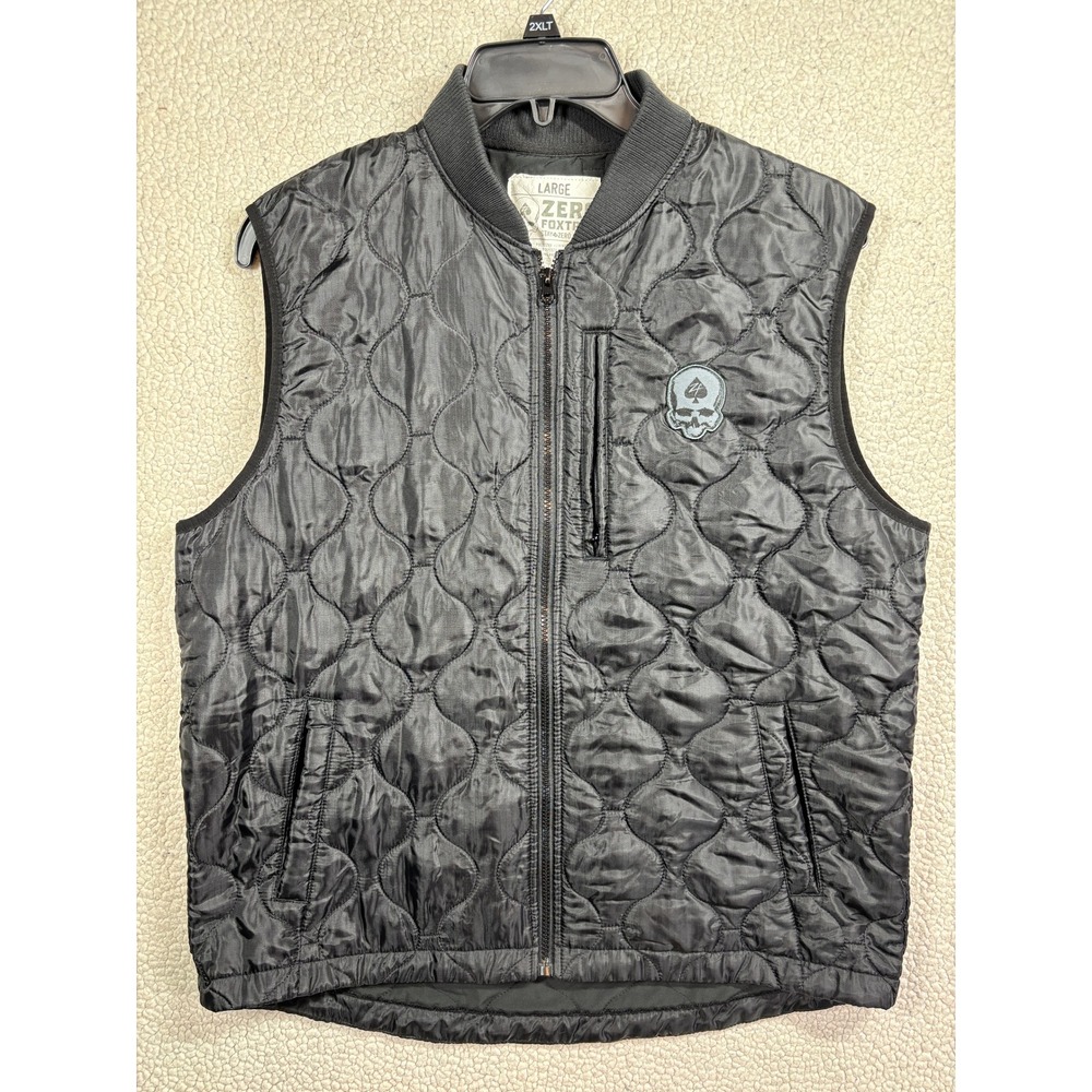 Zero Foxtrot Woobie Vest Mens Large Black Quilted Tactical Skull Patch Stay Zero